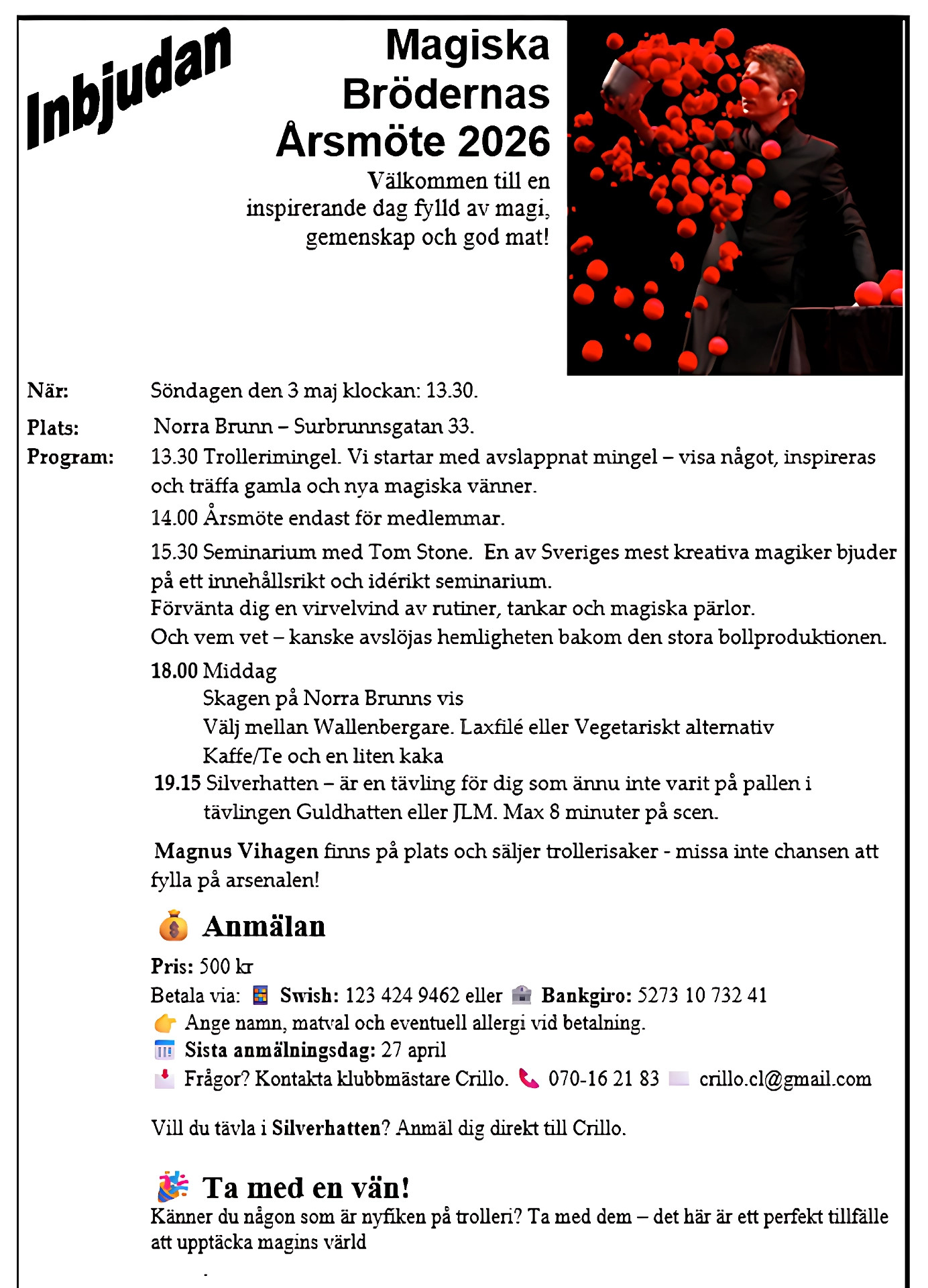 Utförligt program och kallelse kommer